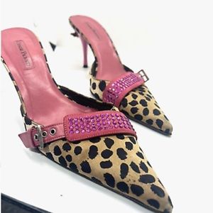 Cesare Paciotti- Leopard Pink Stiletto Heels. Sz 39.5(EU) 8.5 (US)